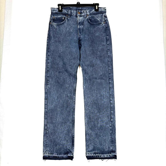 Vintage 90s Levi's 501 Actual 30x30 Dark Blue Washed Denim Straight Leg Jeans - Picture 1 of 14